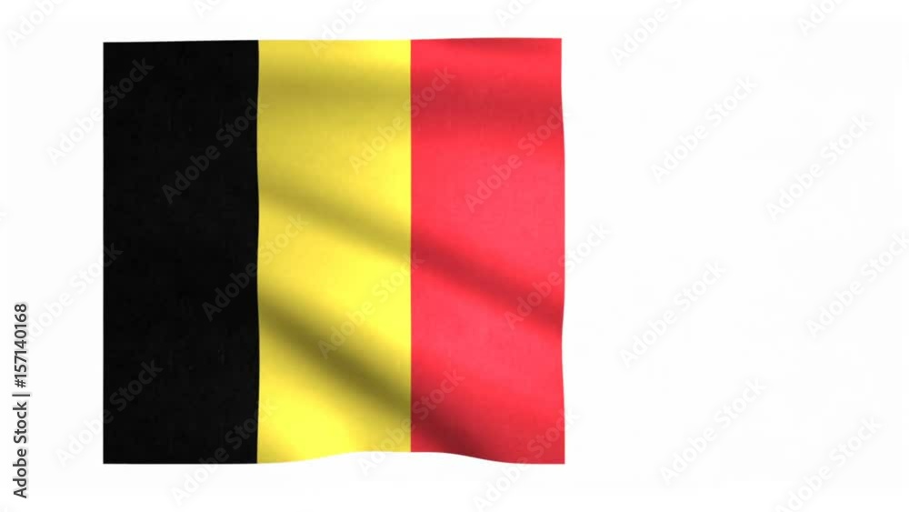 Flag of Belgium waving on white background Flag of Belgium waving on white background
