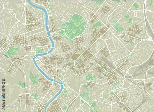 Obraz na plátně Vector city map of Rome with well organized separated layers.