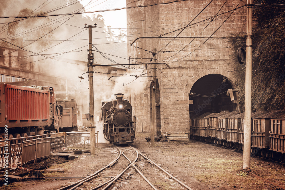 Fototapeta premium Steam narrow-gauge locomotive.