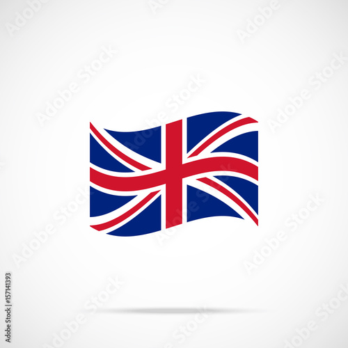 Waving United Kingdom flag icon. Premium quality fluttering UK flag. Accurate official color scheme. Vector icon