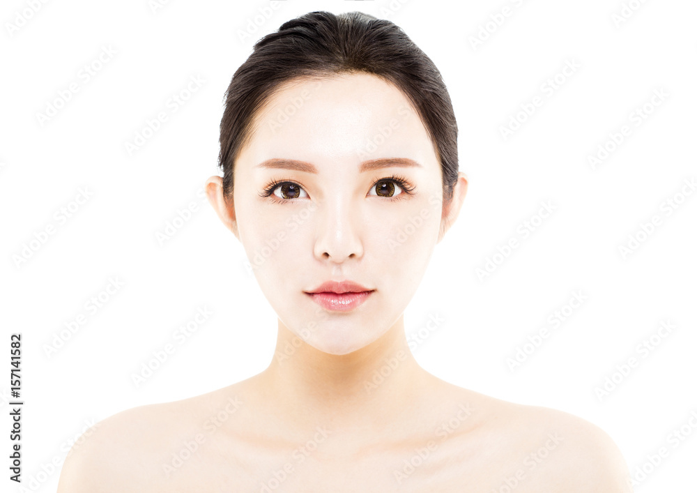 closeup young beautiful woman face isolated on white closeup young beautiful woman face isolated on white
