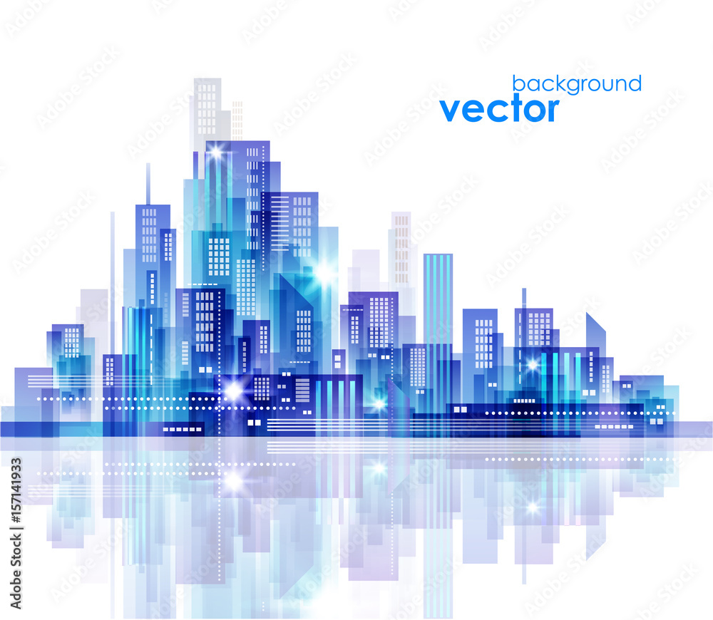 Night city skyline, vector illustration