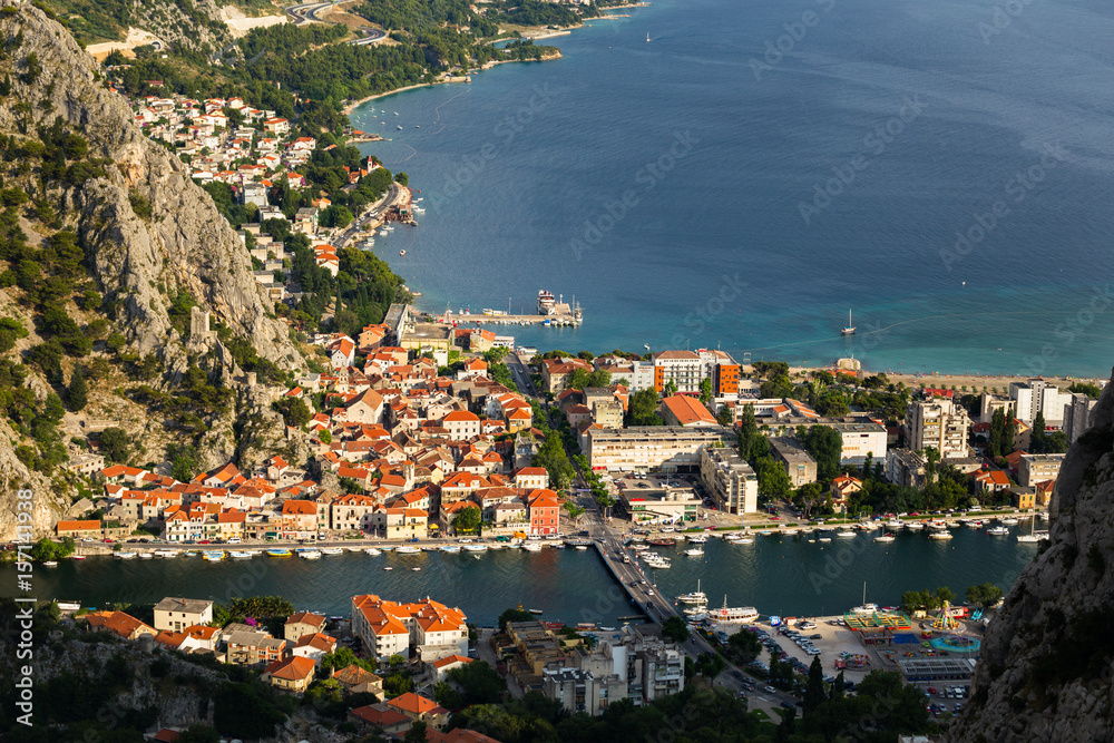 Omis town on a Cetina river, Dalmatia, Croatia