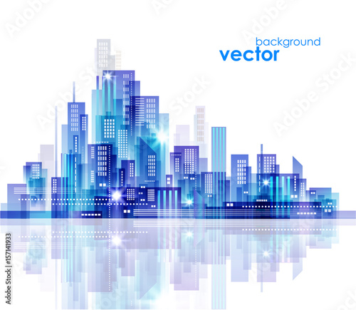 Night city skyline  vector illustration