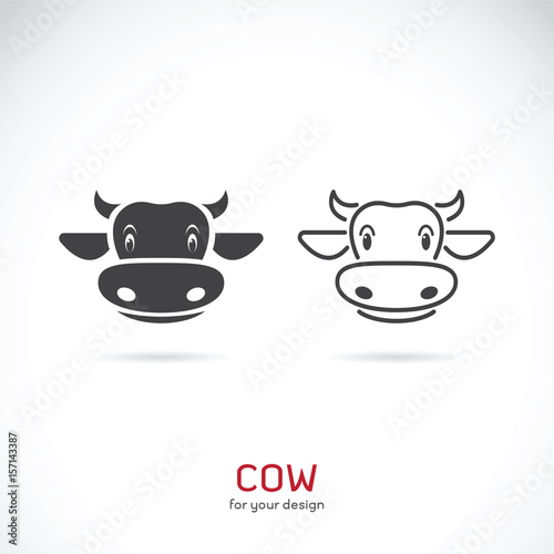 Vector of cow face design on white background, Farm animals.