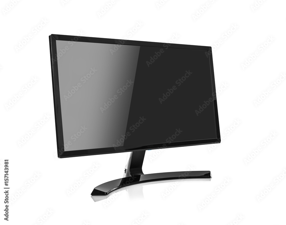 Computer monitor or tv set. Isolated on white background.