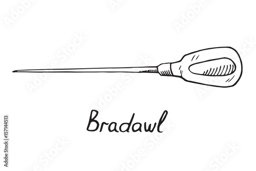  Bradawl, hand drawn doodle sketch in pop art style, vector illustration