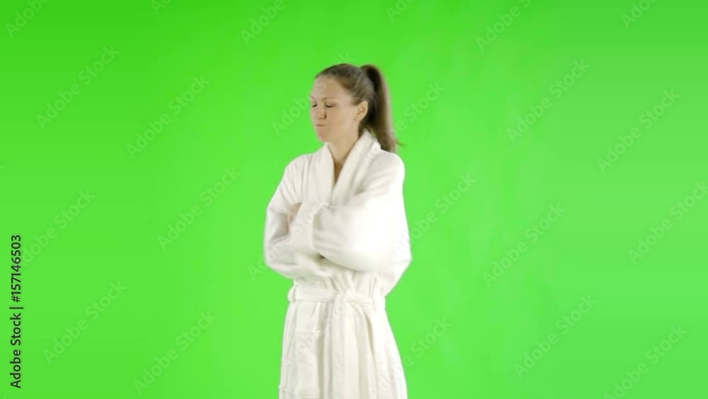 caucasian woman greenscreen cut out bathrobe beauty health caucasian woman greenscreen cut out bathrobe beauty health