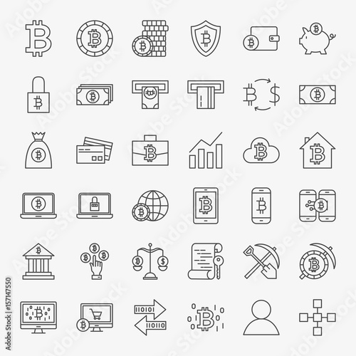 Bitcoin Line Icons Set