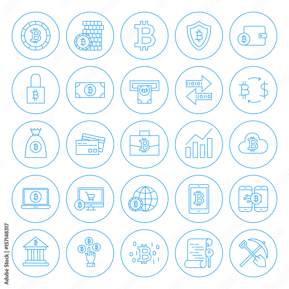 Fototapeta premium Line Circle Bitcoin Icons