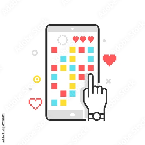 Color line, mobile game illustration, icon