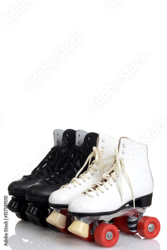 black and white quad roller skates