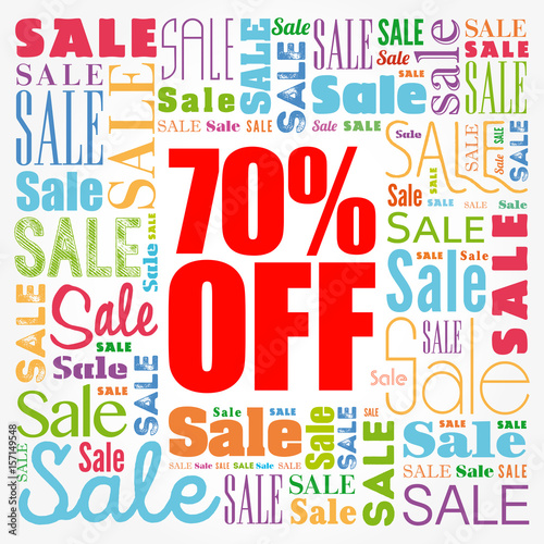 70% OFF Sale words cloud, business concept background
