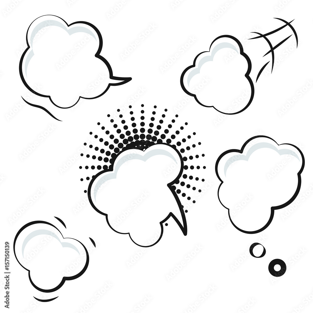 Obraz premium Comic speech bubble white vector icons.