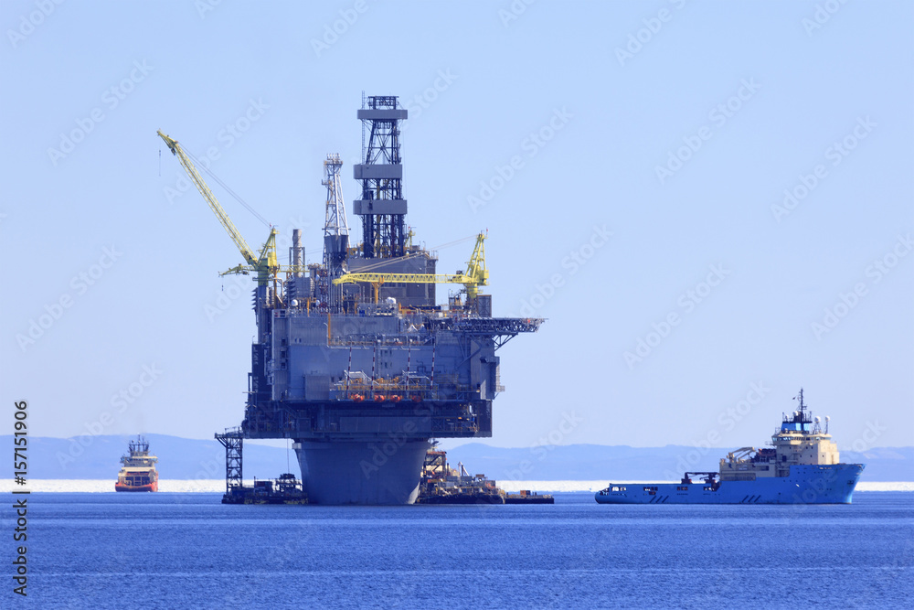 offshore oil and gas platform with supply ships offshore oil and gas platform with supply ships