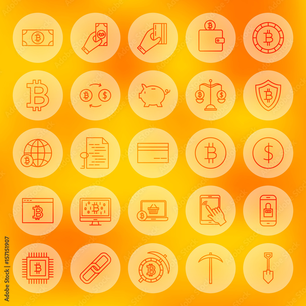 Line Bitcoin Web Icons Line Bitcoin Web Icons