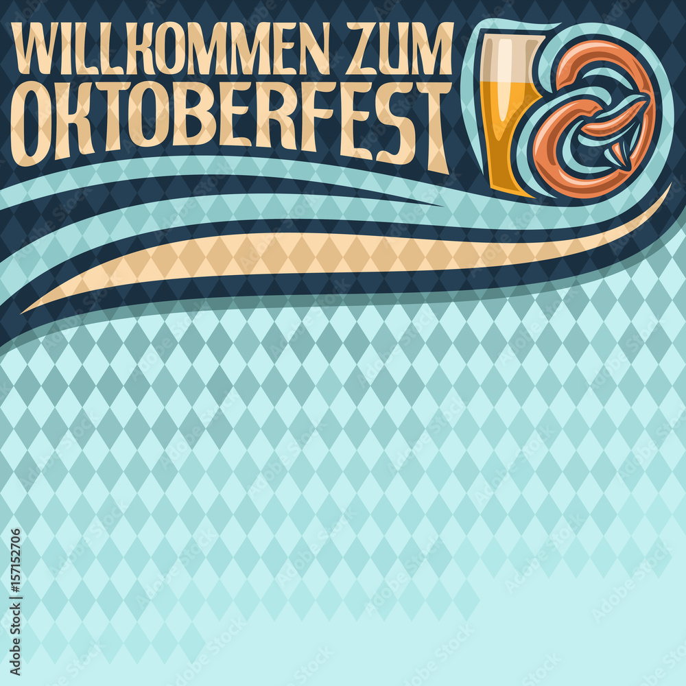 Vector poster for Oktoberfest text: layout for festival menu on blue ...