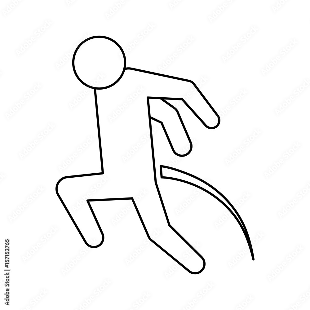 line pictogram man jumping up concept, vector illustration