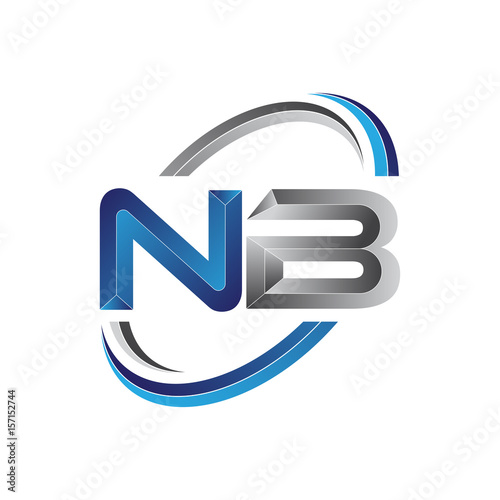Simple initial letter logo modern swoosh NB