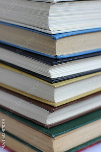 textbooks laid out on the table