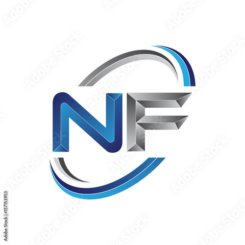 Simple initial letter logo modern swoosh NF