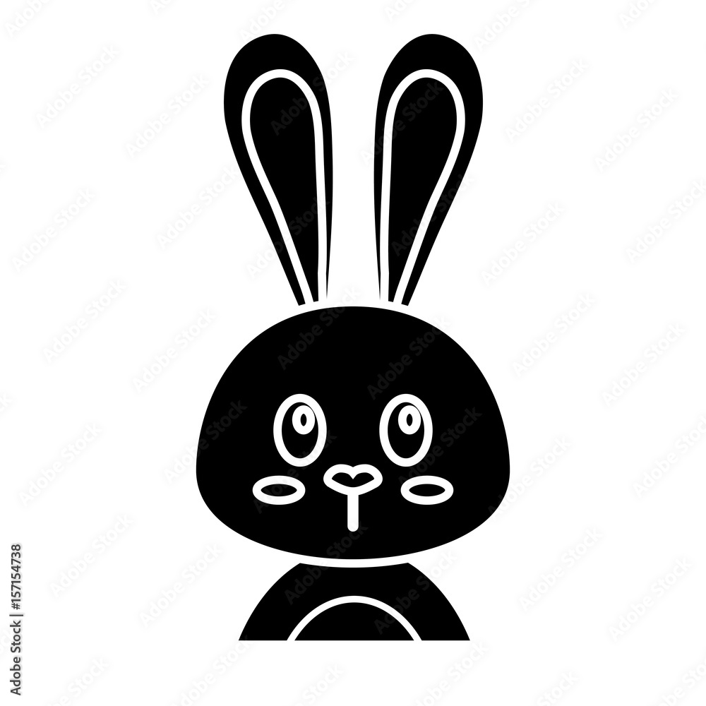 cute easter bunny icon over white background. vector illustration