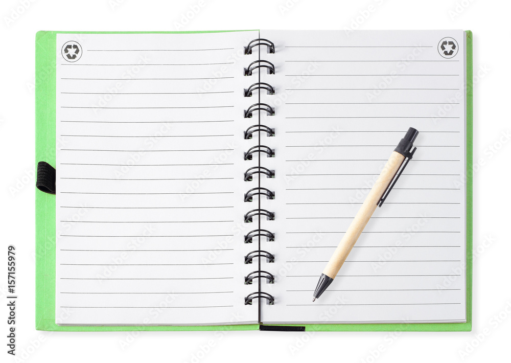Note book with pen, isolated on white Note book with pen, isolated on white