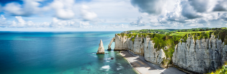 Leinwandbilder Panoramafotos Étretat Alabasterküste in der Normandie  © egon999