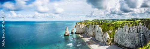 Panel kuchenny z motywem Panorama in Etretat/France alabaster coast Normandy,Sea, Landscape, Beach / Frankreich, Meer, Küste, Normandie, Landschaft, Strand, 