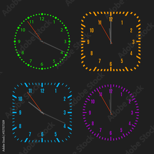 Square and round dials with arrows, vector illustration.