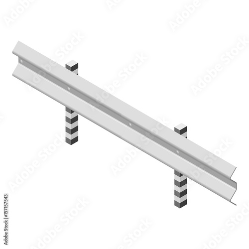 Metal road fence isometric, vector illustration.