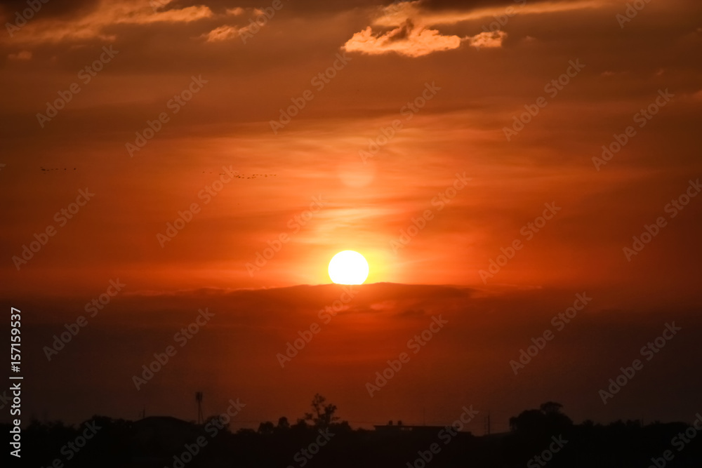 Sun on sunset sky Sun on sunset sky