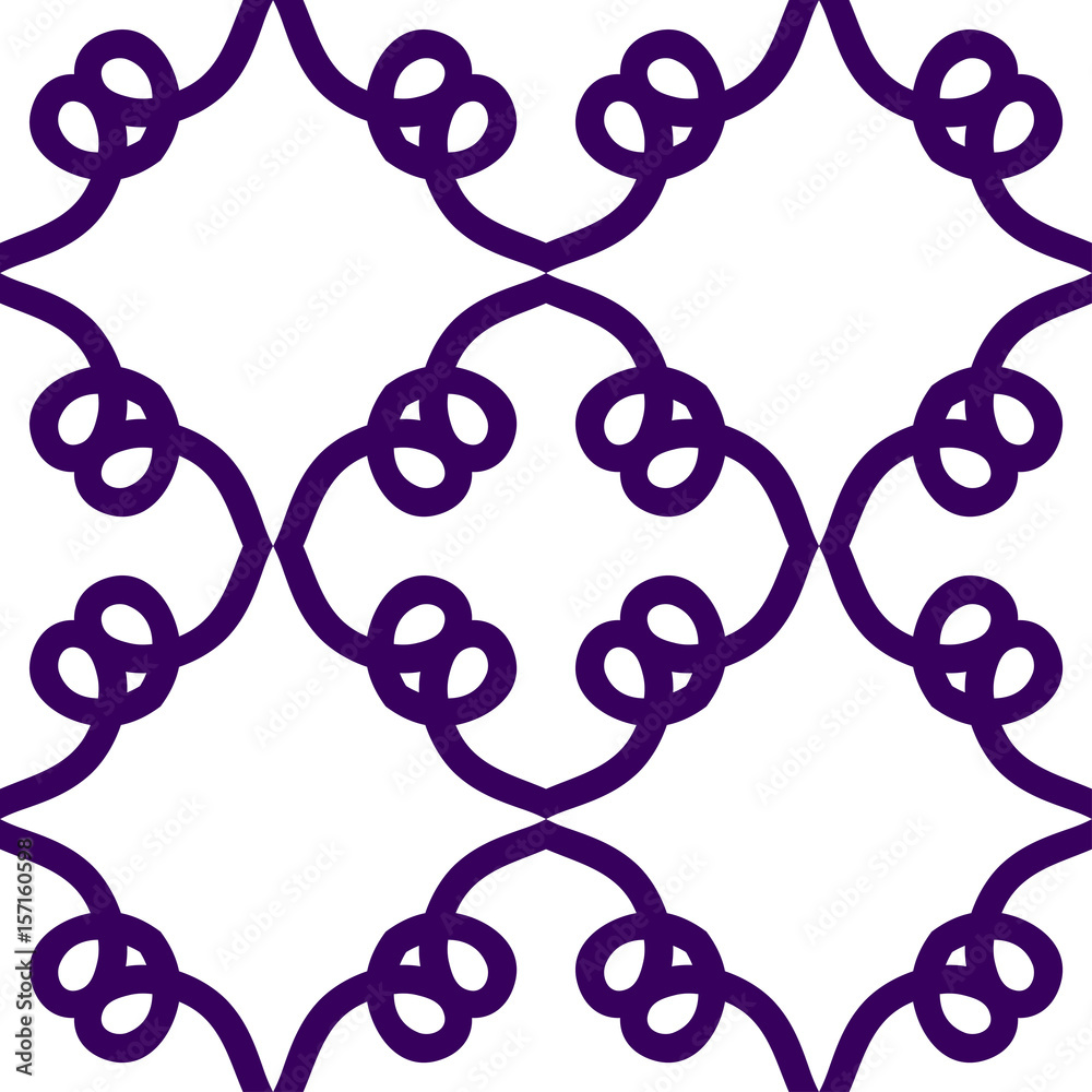 Fototapeta premium Dark purple luxury background seamless with ornamental pattern on white