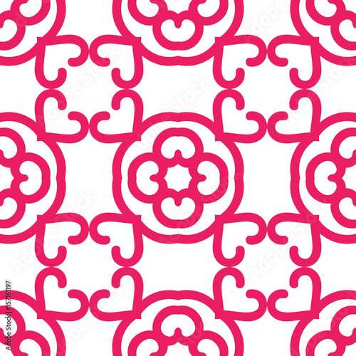 Pink luxury background seamless with ornamental pattern on white