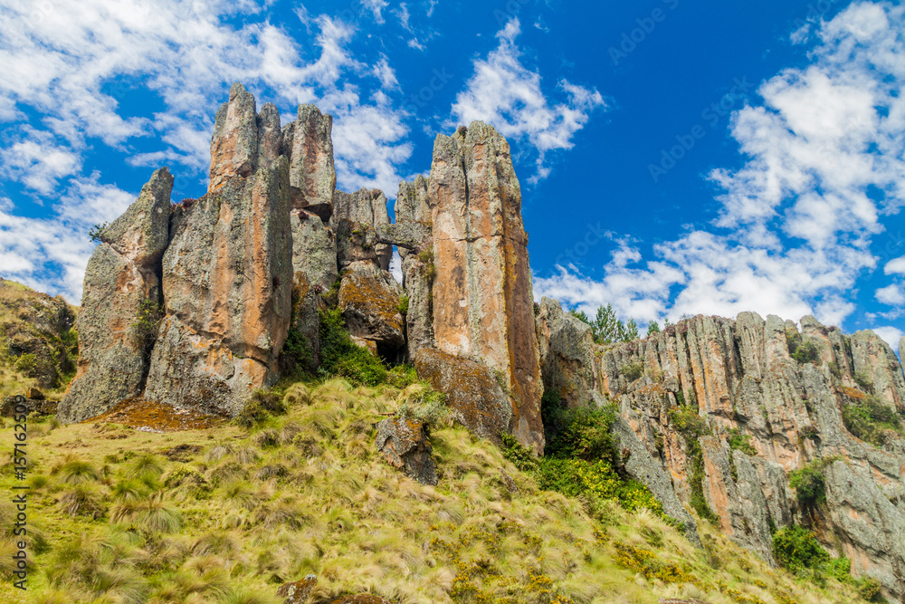 Los Frailones (Stone Monks), rock formations near Cajamarca, Peru.