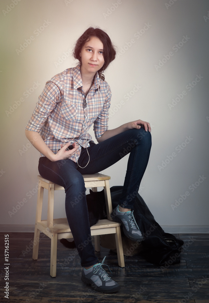Retro portrait of a beautiful young girl