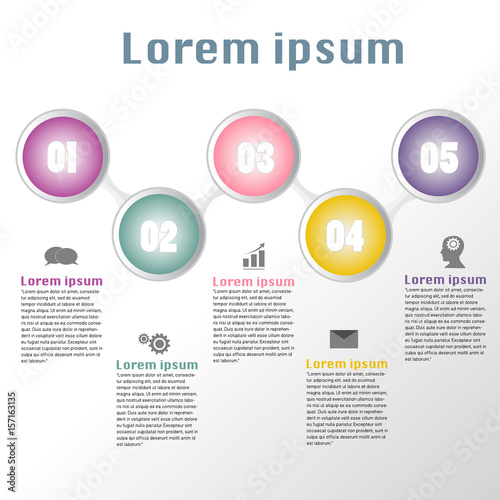 Infographic design template set and business icons.