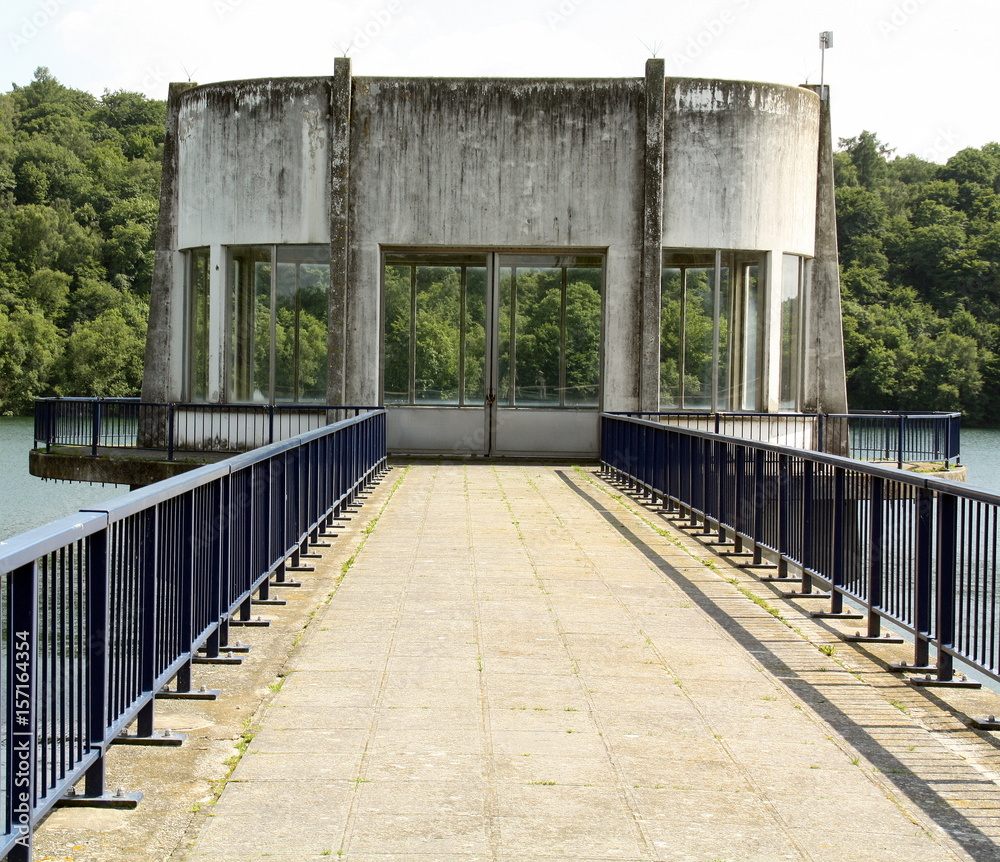 Bridge to the reservoir (Eau d' Heure) in the Belgian Ardennes