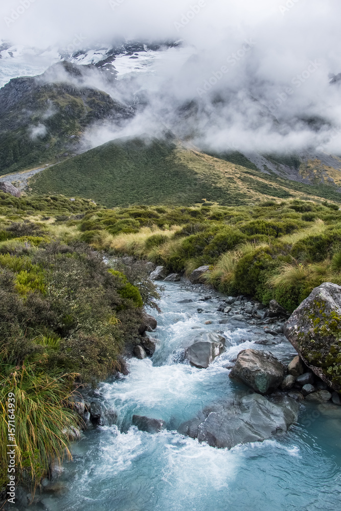 Hooker Valley Track, One of the most popular walks in Aoraki/Mt Cook National Park, New Zealand Hooker Valley Track, One of the most popular walks in Aoraki/Mt Cook National Park, New Zealand