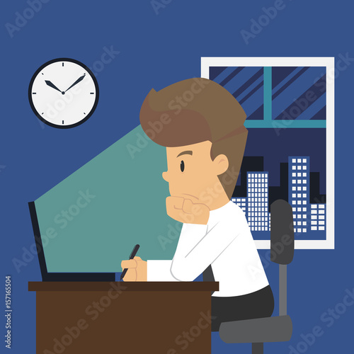 Business man work overtime