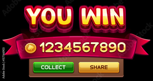 You win screen for game. Vector illustration