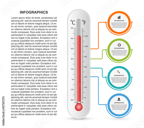 Infographics thermometer design template. Vector illustration.
