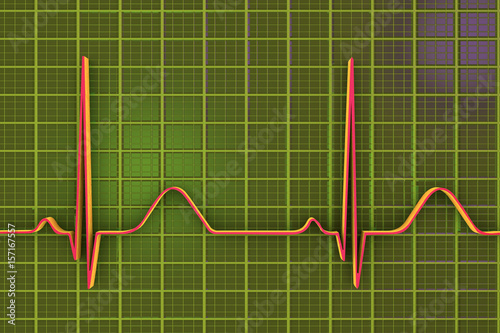 Electrocardiogram, ECG medical background, scienctific background 3D illustration