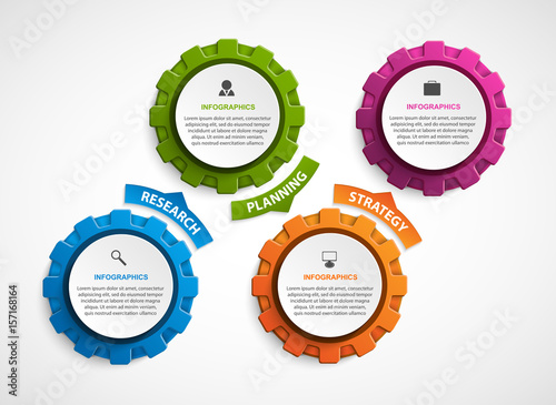 Abstract gears infographic. Design element. Infographics for business presentations or information banner.