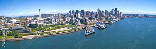 Fotografie Seattle Downtown Elliott Bay Waterfront Panoramic