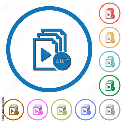 Processing playlist operation icons with shadows and outlines