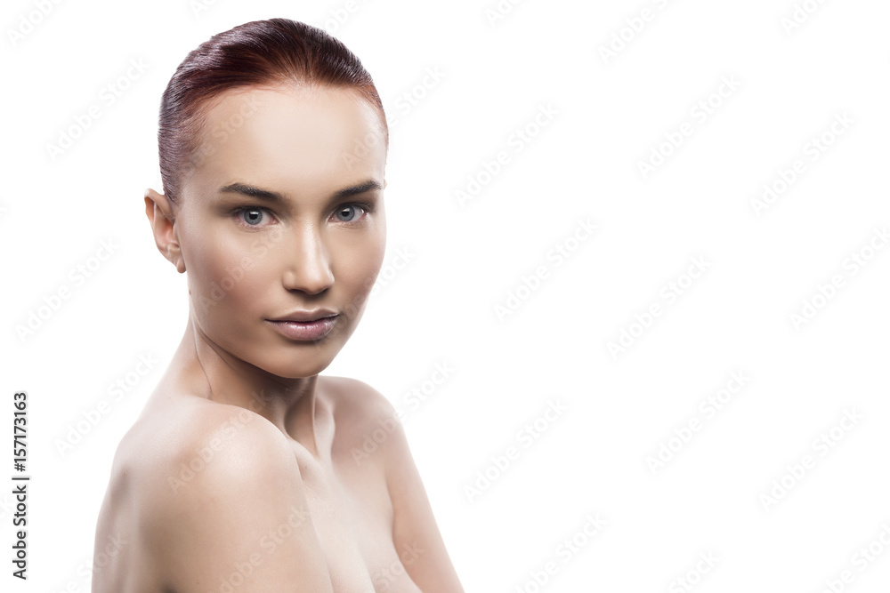 Naklejka premium girl beauty portrait isolated on a white background