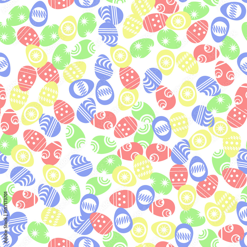 Easter Eggs Seamless Pattern on White Background