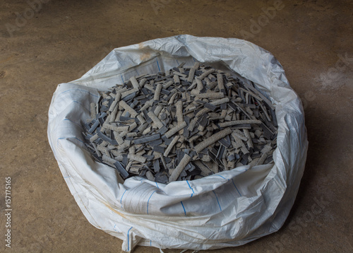Fotografie Slag flux after welding from submerge arc weld process