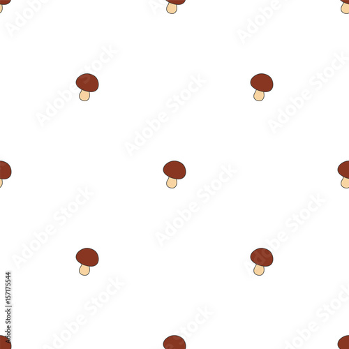 Mushroom hand drawn on white background. Hand drawn seamless orn